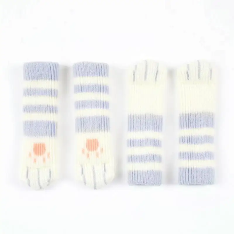 4 шт. носки для стула плотная вязка милый кот лапа мебель чехлы ног накладки