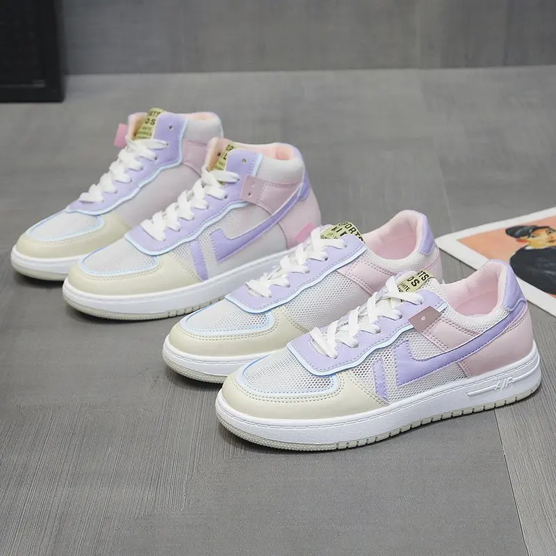 

2021 girls' high top sports casual shoes mesh breathable student shoes