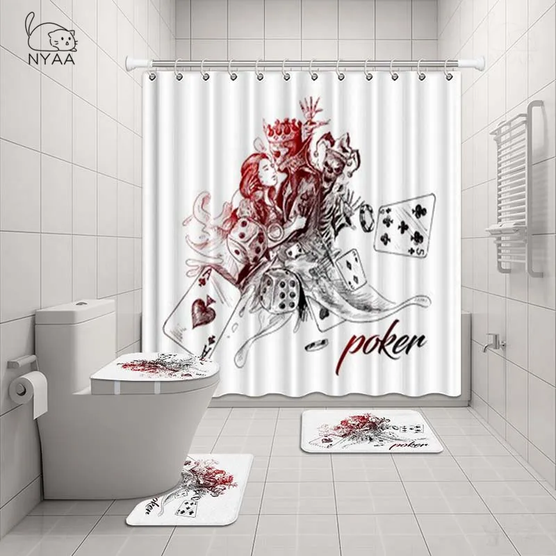 Занавески для душа Nyaa с красным арлекином бесшовные водонепроницаемые шторы из