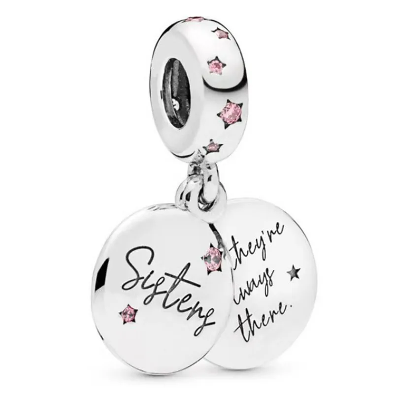 

100% 925 Sterling Silver Charm New Sisters' Concentric Pendant Fit Pandora Women Bracelet & Necklace Diy Jewelry