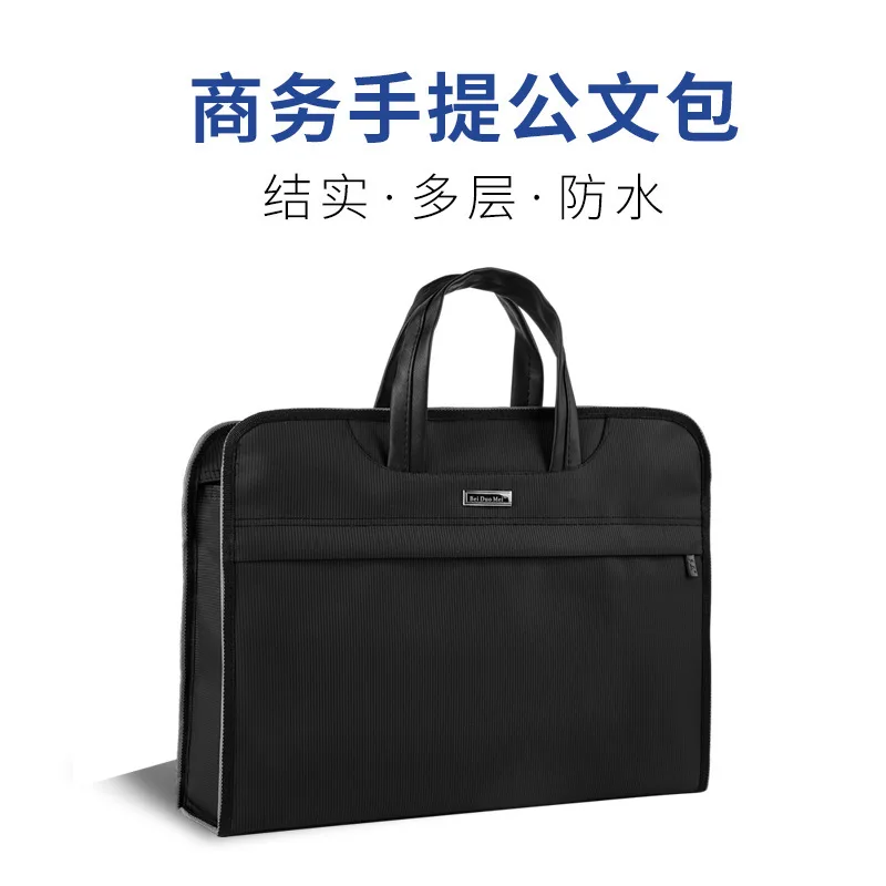 

File Cover Business Meeting Briefcase Waterproof Material Canvas Bag Package Portable Leather Laptop Bag Men Handbag Office Bag