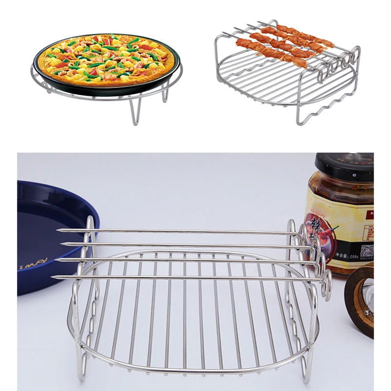 Hot sale Air Fryer Accessories Air Fryer Rack Set of 3 Multi-purpose 7 Inch Double Layer Rack Metal Holder for Kitchen Tools Dro