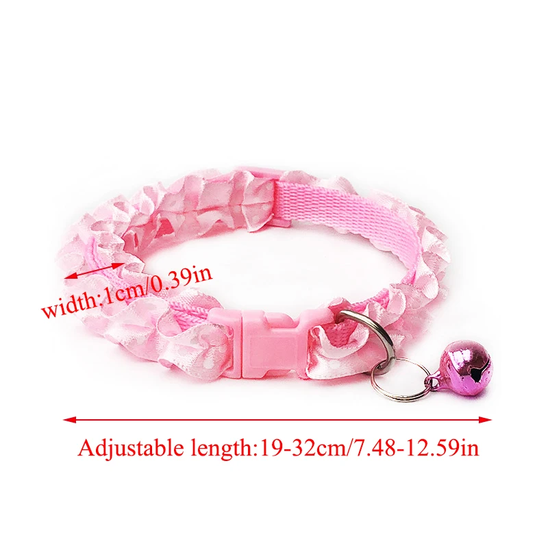 

Lovely Cat Dog Lace Collar With Bell Adjustable Buckle Collar For Cat Puppy Pet Supplies Cat Dog Accessories Small Dog Chihuahua
