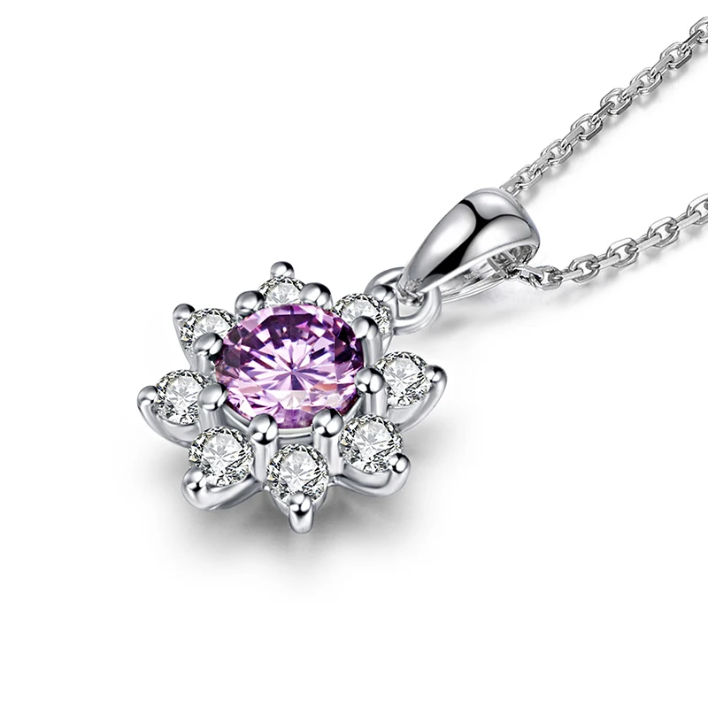 

925 Sterling Silver Zircon Stone Pendants Necklace Wedding Bridal Jewelry