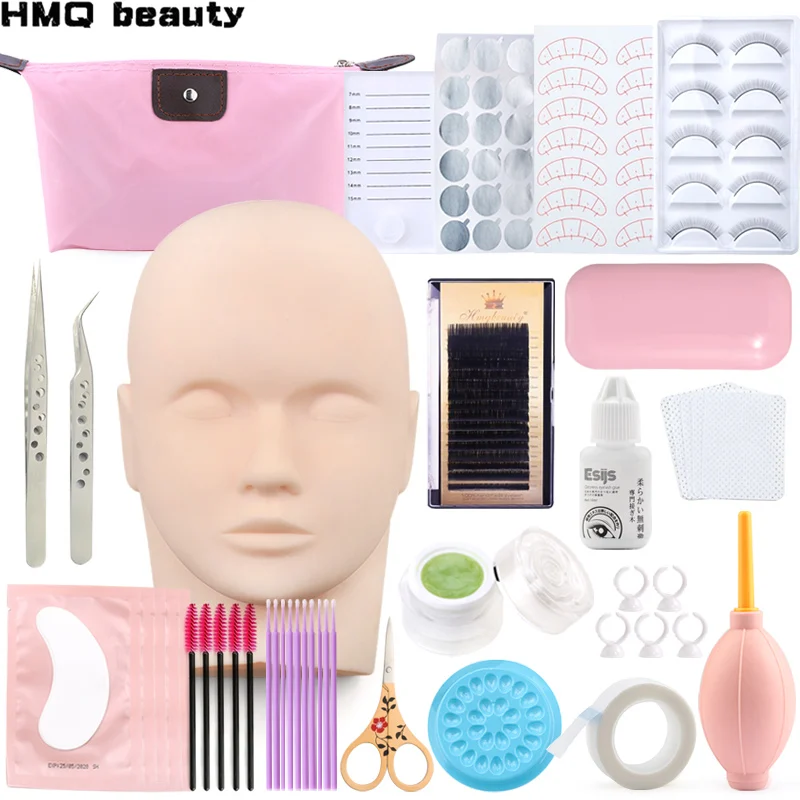 Набор инструментов для наращивания ресниц HMQ Beauty 20 в 1 c моделью головы и пинцетом
