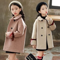 girls babys kids wool coat jacket 2021 solid warm thicken plus velvet winter autumn cotton%c2%a0woolen childrens clothes