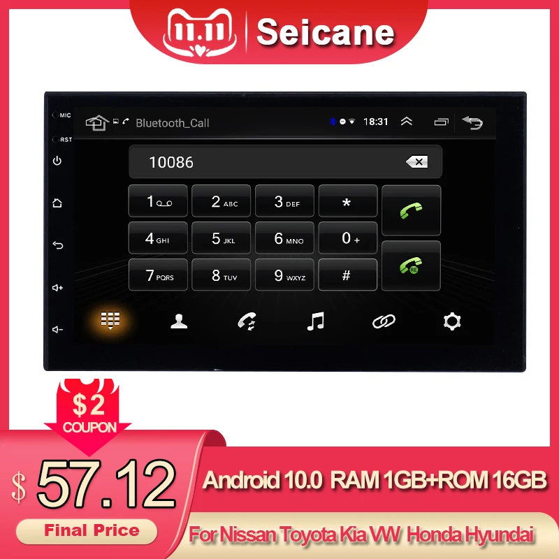 

Автомагнитола Seicane, универсальный мультимедийный плеер на Android, с 7 "экраном, GPS, для Volkswagen, Nissan, Hyundai, Kia, Toyota, типоразмер 2 din