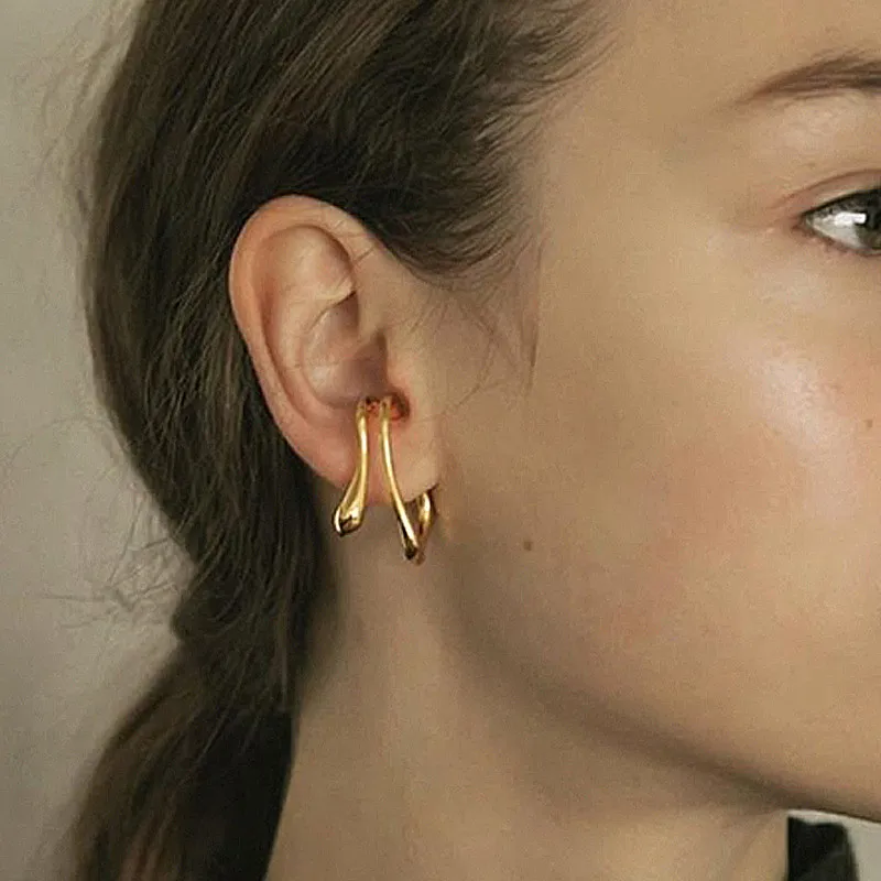 

Vintage Punk Earclip Earrings For Women Fashion Two Layers Irregular No Piercing Clip Jewelry Gifts Party Accessories