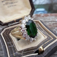 light luxury diamond inlaid zircon ring emerald quick sale european and american popular size 5 11