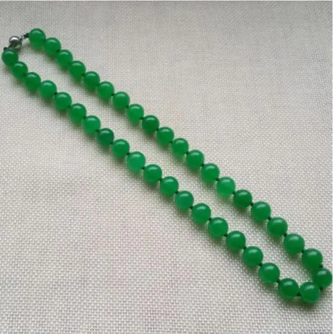 Модные красивые 8 мм изумрудные зеленые нефритовые драгоценные камни ожерелье и