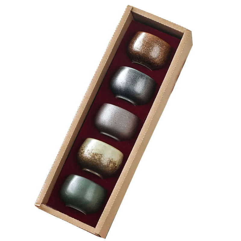 Набор чайных чашек 5 шт. зеркальная чайная чаша грубая керамика посуда в японском