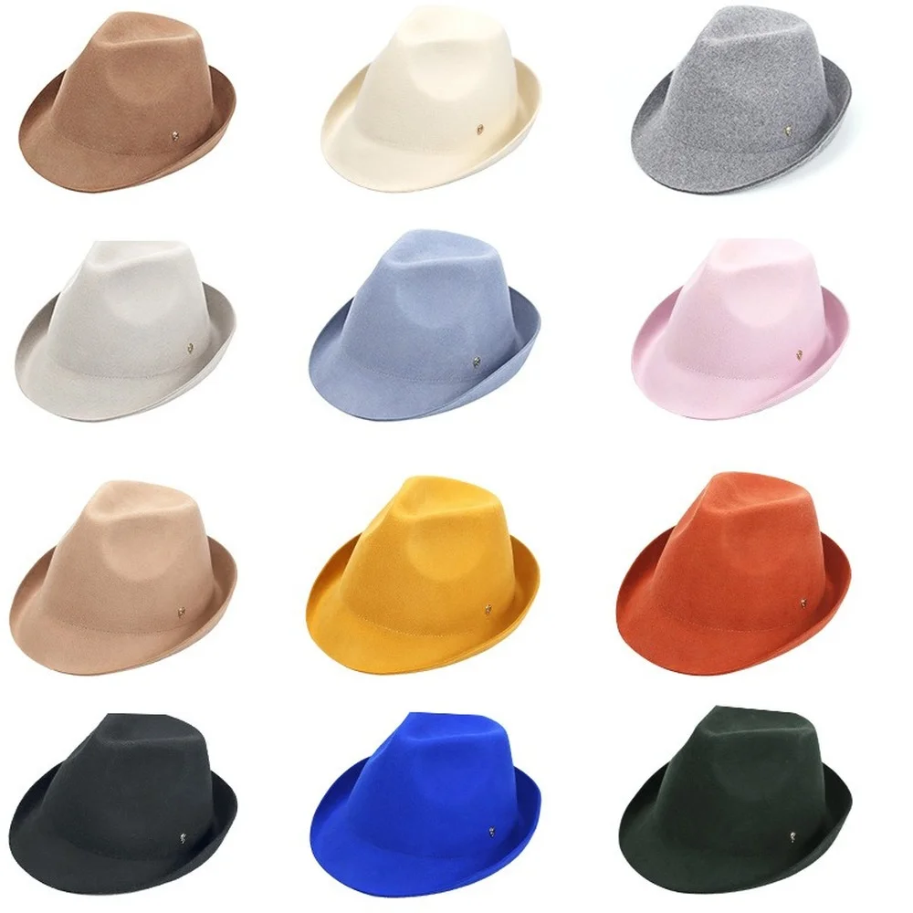 

Шерстяные фетровые шляпы, классические женские винтажные стильные модные мужские шерстяные шляпы средней ширины с короткими полями