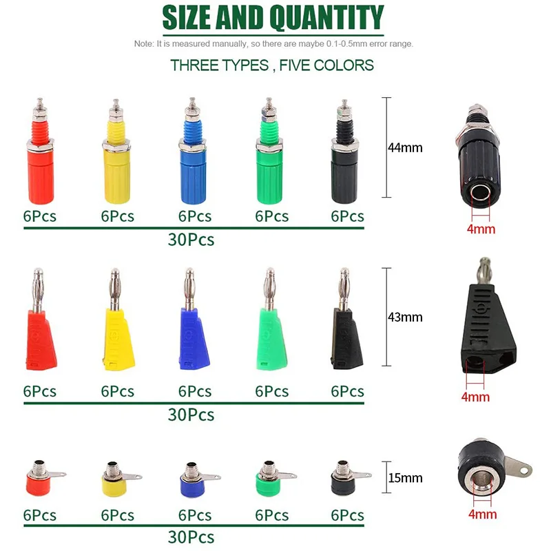 90 шт. 5 цветов 4 мм вилка типа банан | Электроника