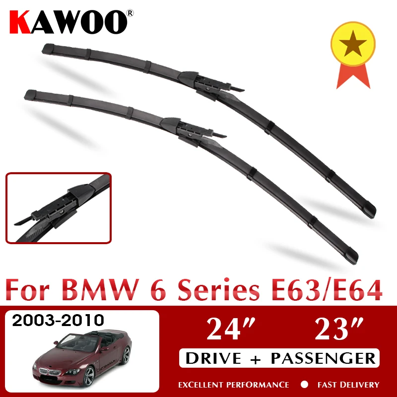 

KAWOO Wiper Front Car Wiper Blade For BMW 6 Series E63/E64 October 2003 - Nov. 2010 Windshield Windscreen Window 24"+23" LHD RHD