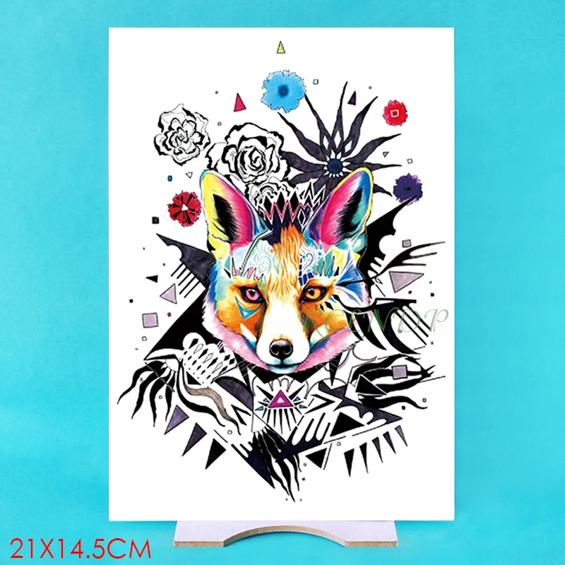 

Waterproof Temporary Tattoo Sticker wolf flower rose fake tatto flash tatoo tatouage temporaire large size for women men girl