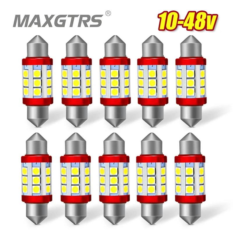 Гирлянда 10x24 В C5W C10W 3030 чип-лампа Canbus 31 мм/36 мм/39 мм/41 мм автомобильная светодиодная лампа внутренний купол для Чтения Освещение номерного знака 6000K