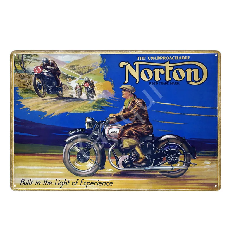 Racer Norton Motorcycle металлический плакат жестяные знаки для паба автомобиля клуба бара гаража магазина домашний декор настенная живопись Carft подарок YI-065 - Цвет: NEW0279AI