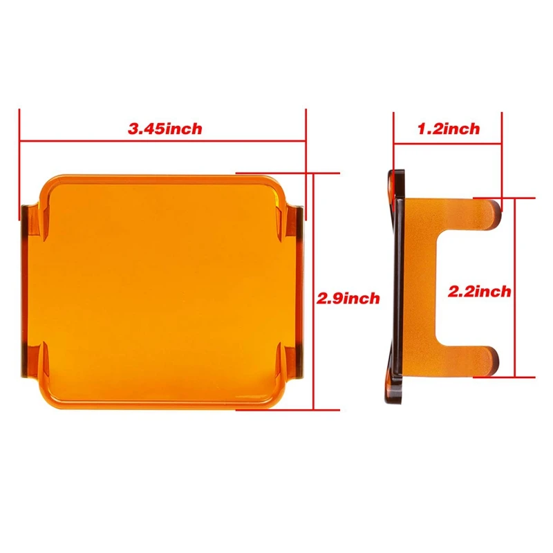 2 Pcs 3 Inch Amber Led Pod Covers Square Light Bar Cube Protective Polycarbonate Lens | Автомобили и мотоциклы