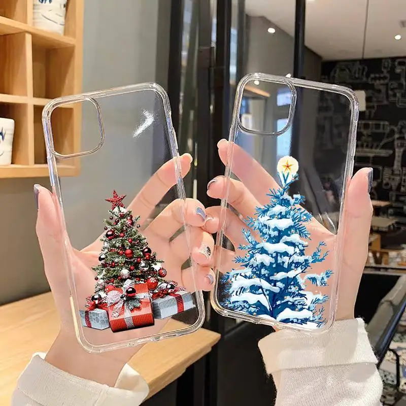 

Christmas snowflake christmas tree Phone Case Transparent for iPhone 6 7 8 11 12 s mini pro X XS XR MAX Plus SE cover funda