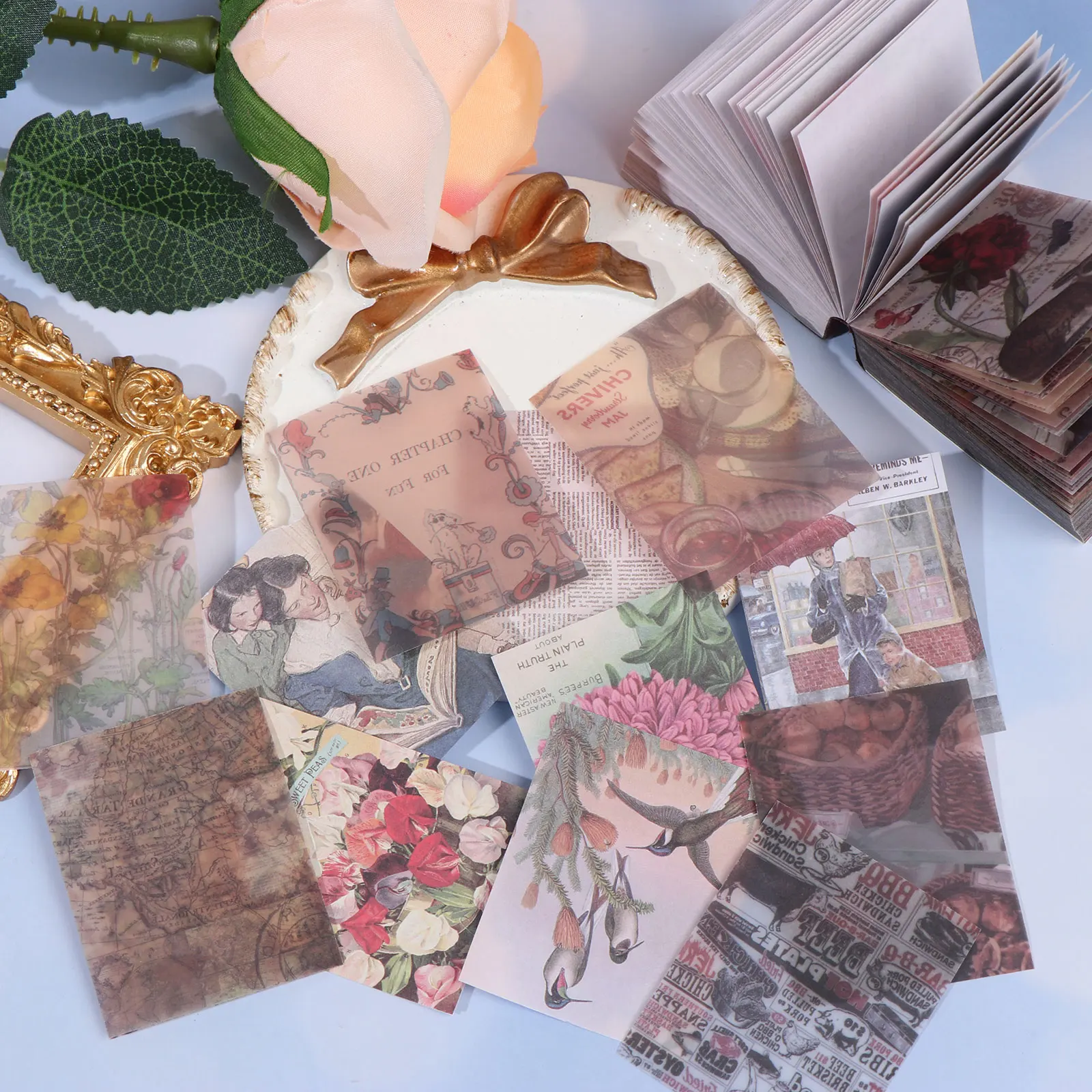 

365pcs Vintage Memo Pad Diary Stationery Lightweight paper Journal Planner Scrapbooking Vintage Decorative DIY Material Paper