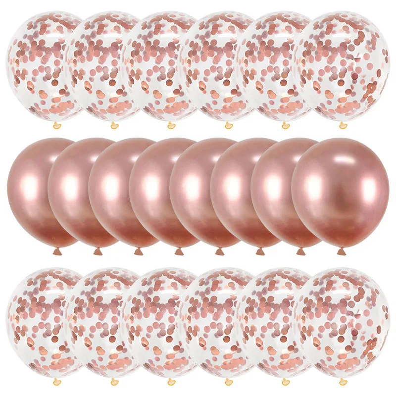 

20pcs 12inch Rose Gold Metal Confetti Latex Balloon Wedding Birthday Party Anniversary Decoration Air Balloon Globos