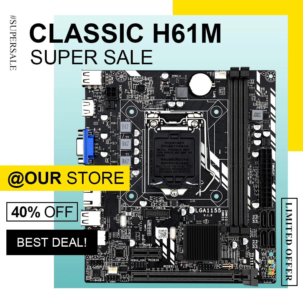 Материнская плата DAIXU H61 LGA 1155 для intel оригинальная материнская DDR3 SATA I3 I5 I7 Xeon серии
