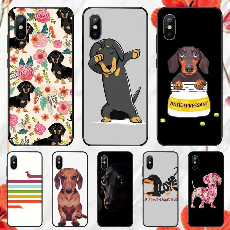 

Cute Dachshund dog Phone Case for iPhone 11 12 13 pro XS MAX 8 7 6 6S Plus X 5S SE 2020 XR mini