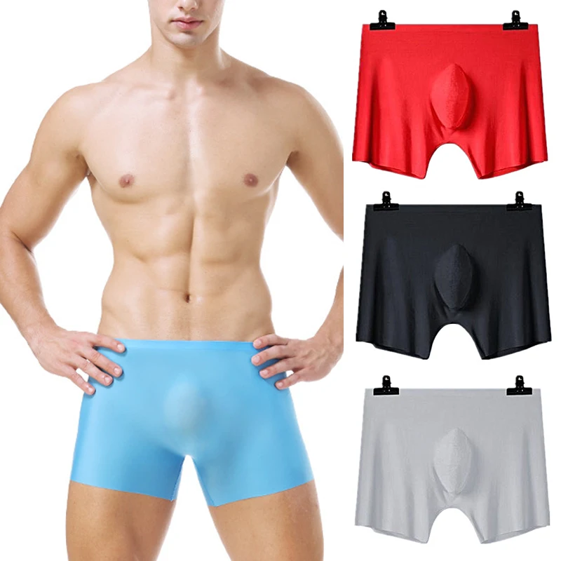 Ultra-Thin Sexy Men's Boxer Short Ice Silk Men Underwear Male Seamless Boxer Underwears Comfort Breathable Panties Plus Size