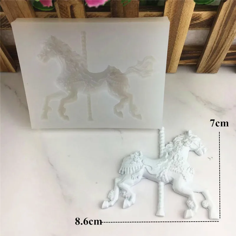 DIY карусель Pegasus силиконовая форма ручной помадной формы для торта украшение