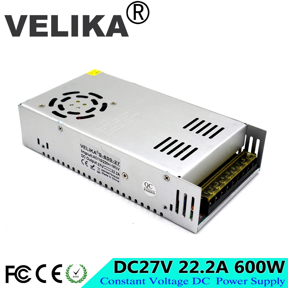 Универсальный DC27V 22.2A 600 Вт трансформатор напряжения AC DC выключатель питания