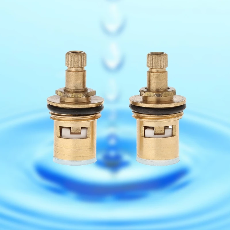 

2 Pcs Faucet Replacement Brass 1/4 Turn G1/2" Ceramic Disc Cartridge Hot Cold Tap Valve