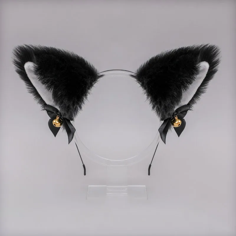 Cosplay Girl Plush Furry Cat Rabbit Ears Headband Cosplay Accessories for Girls Party Lolita Cosplay Cat Ears with Bell Headwear