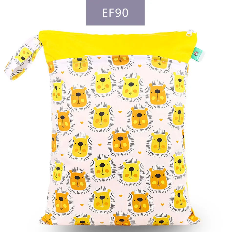 EF90-wet bag Elinfant 1 шт. многоразовая водонепроницаемая сумка для подгузников с модными принтами влажная сухая сумка для подгузников с двойным карманом тканевые сумки с ручками 30*40 см - Цвет: EF90-wet bag