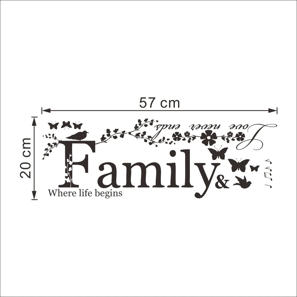 

English Family Friendship Stickers Waterproof Oil-Proof PVC Sticker Removable Home Living Room Beside Window Stickers Decoration