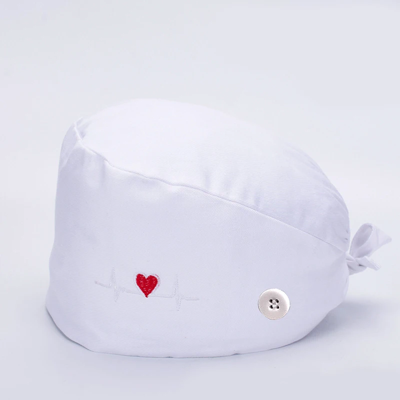

1Pc New Scrub Nurse Hat Electrocardiogram Surgical Cap Baotou Caps Bouffant Sanitary Cap Unisex Nursing Caps Cotton Doctor Hats