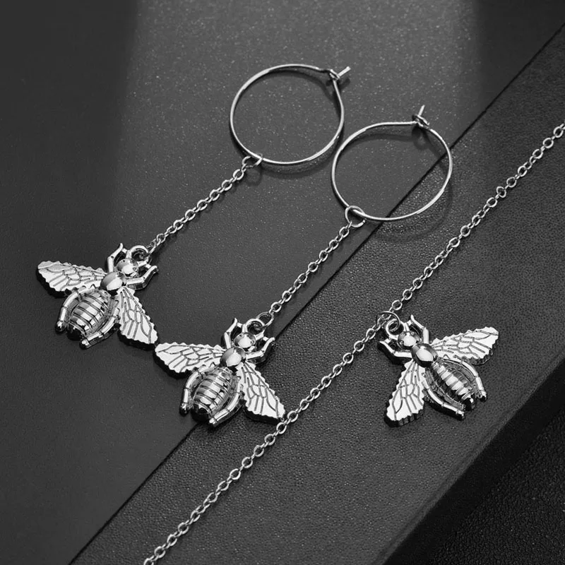 Hot Sale Gold Bee Necklace Earring Animal Jewelry Sets Cartoon Cute Jewellery Set For Girls Christmas Party Dree | Украшения и