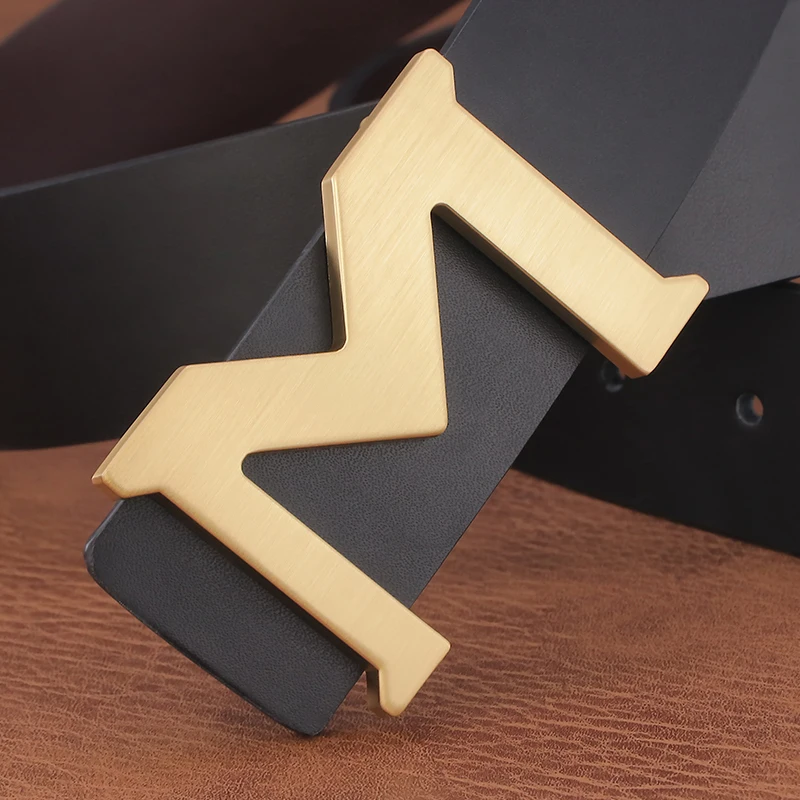 

Fashion M Letter Buckle Belt Men's Designer Casual Luxury Brand 3.8 Cm Wide Leather Men's Belt Casual Ceinture Homme