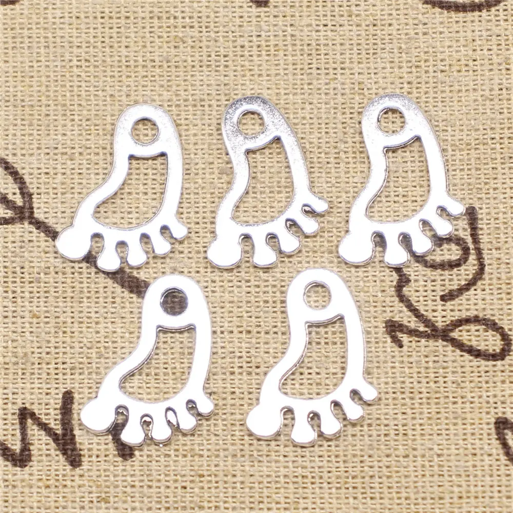 

Charm For Making Jewelry Pendants Antique Silver Color Feet 22x14mm 20pcs