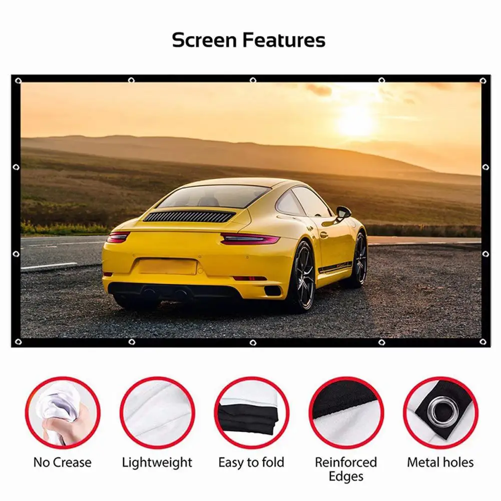 Портативный проектор 60 '' 150'' HD 16:9 белый дакрон диагональ видео