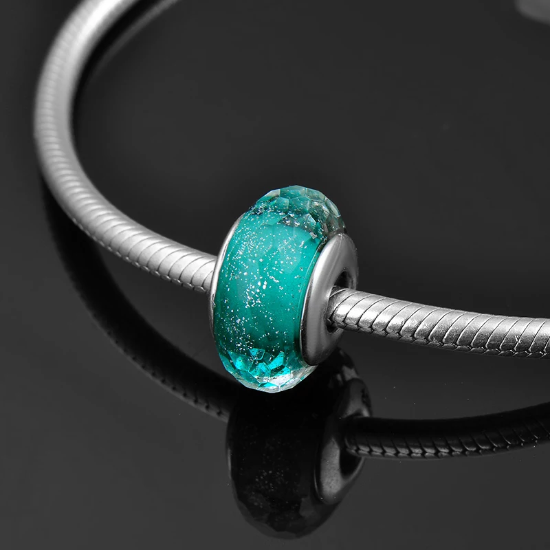 

Hot Sale Green Bubble Round Murano Glass Beads fit original europeu Charm bracelet diy for women jewelry making