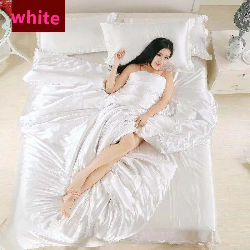 2019 New multi-color ice silk 4 piece set bedding high quality satin soft comfortable bed sets | Дом и сад