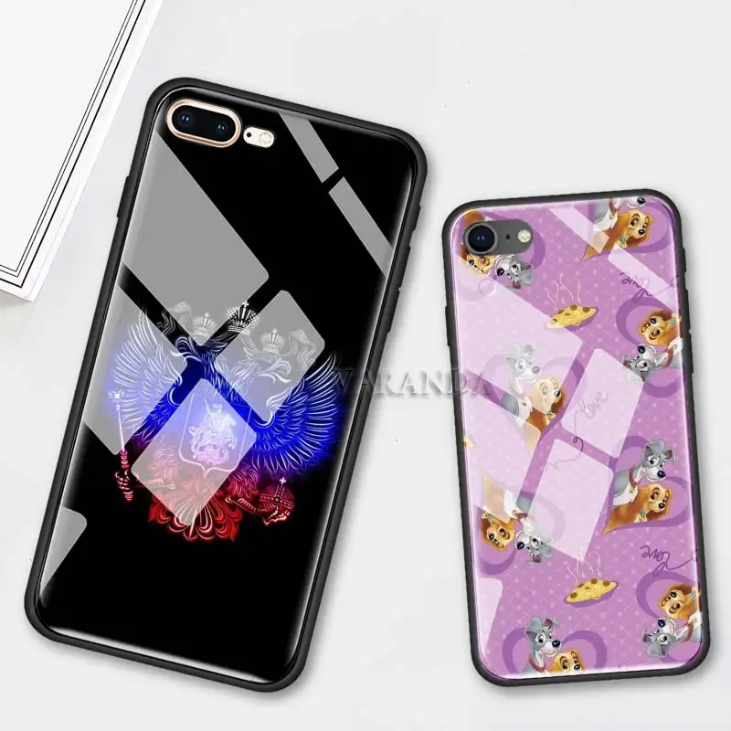 

Russia Flag Coat of Arms Case For iPhone 11 Pro Max X XS XR 7 8 6 6S Plus Tempered Glass Phone Black Soft Coque Luxury Cover