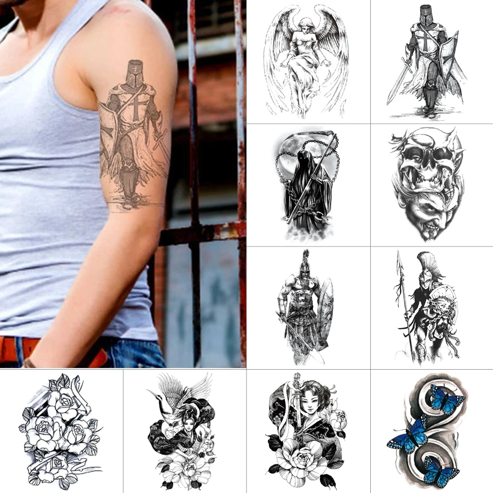 Чернила цвет Временная наклейка s воин демон водонепроницаемый поддельные