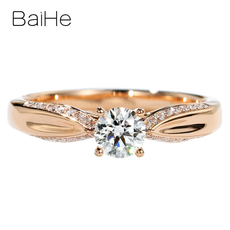 BAIHE Solid 14K покрыто розовым золотом 0 30-0.40ct/0.50ct без основной камень Обручальное