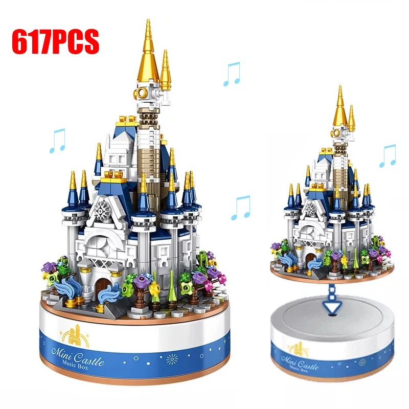 

MOC 617pcs City Friends Princess castle Music Box Building Blocks Creator street view architecture house Bricks toys for Grils