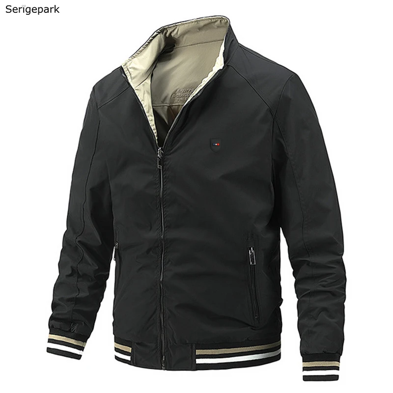 

serigepark men's jacket luxury brand bow long Sleeve three-dimensional zipper and pocket button design coat coat everyday casual