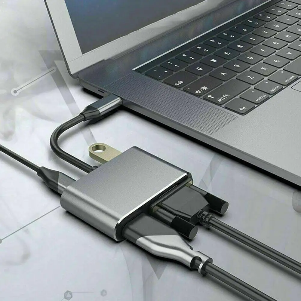 Адаптер концентратор с разъемами USB 3 0 и Type C на PD для зарядки VGA 4K HDMI переключатель