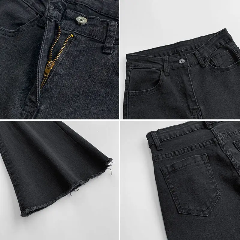 

Micro flared jeans female black 2021 spring and summer new fashion Korean high waist slim stretch flared pants fashion