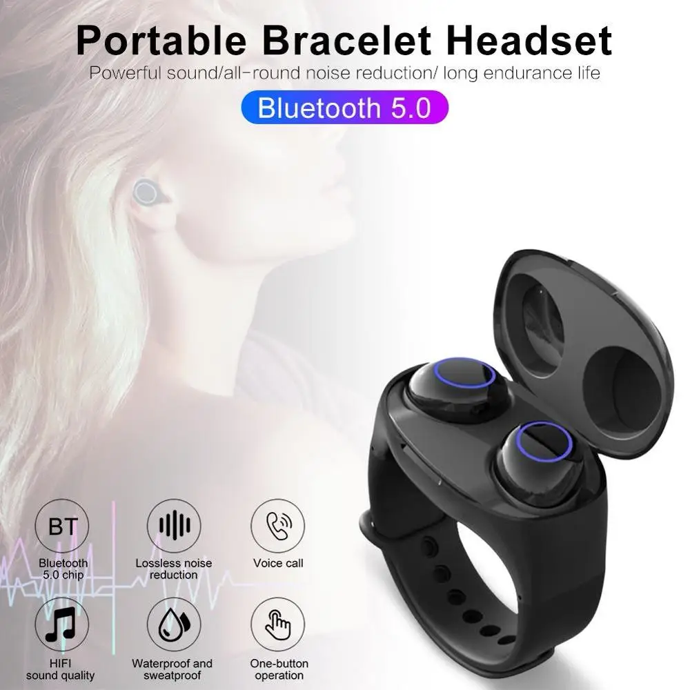 Портативные беспроводные наушники Bluetooth TWS 5 0 часы стиль HiFi спортивная гарнитура