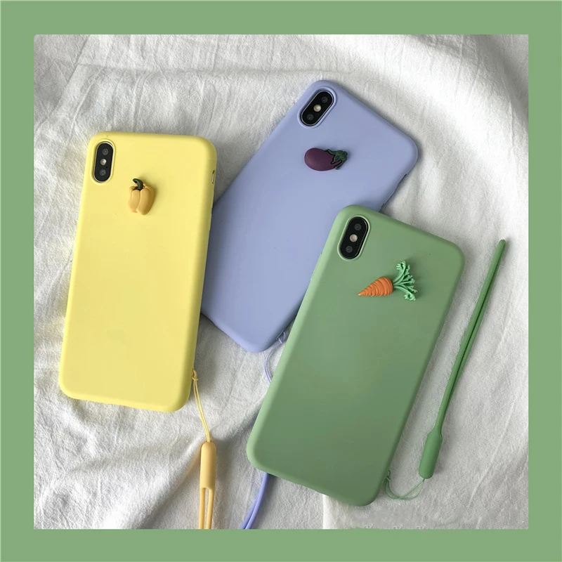 Милый чехол для iphone X XR XS Max 7 8 6 6s Plus s 3D partysu редиска Баклажан Перец силиконовый MAX |